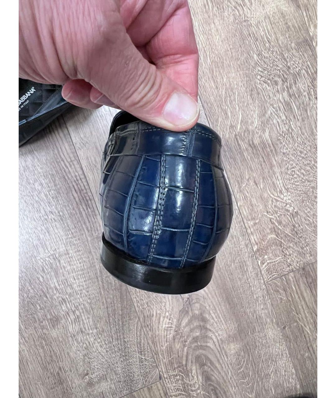 DOLCE&GABBANA Темно-синие лоферы из экзотической кожи, фото 7