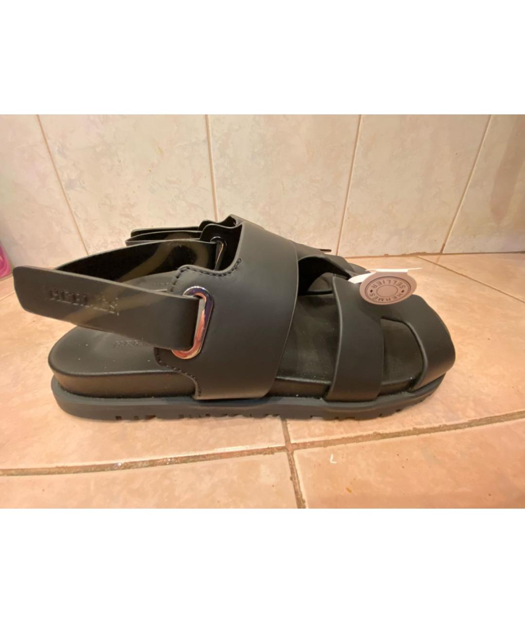 HERMES Черные кожаные сандалии, фото 8