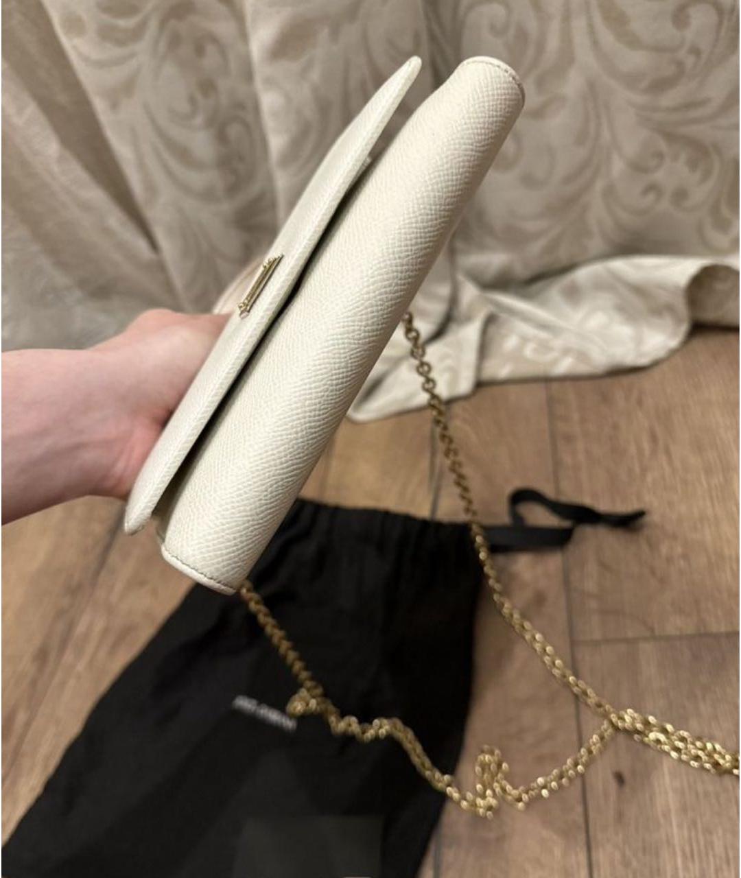 DOLCE&GABBANA Бежевая кожаная сумка с короткими ручками, фото 4