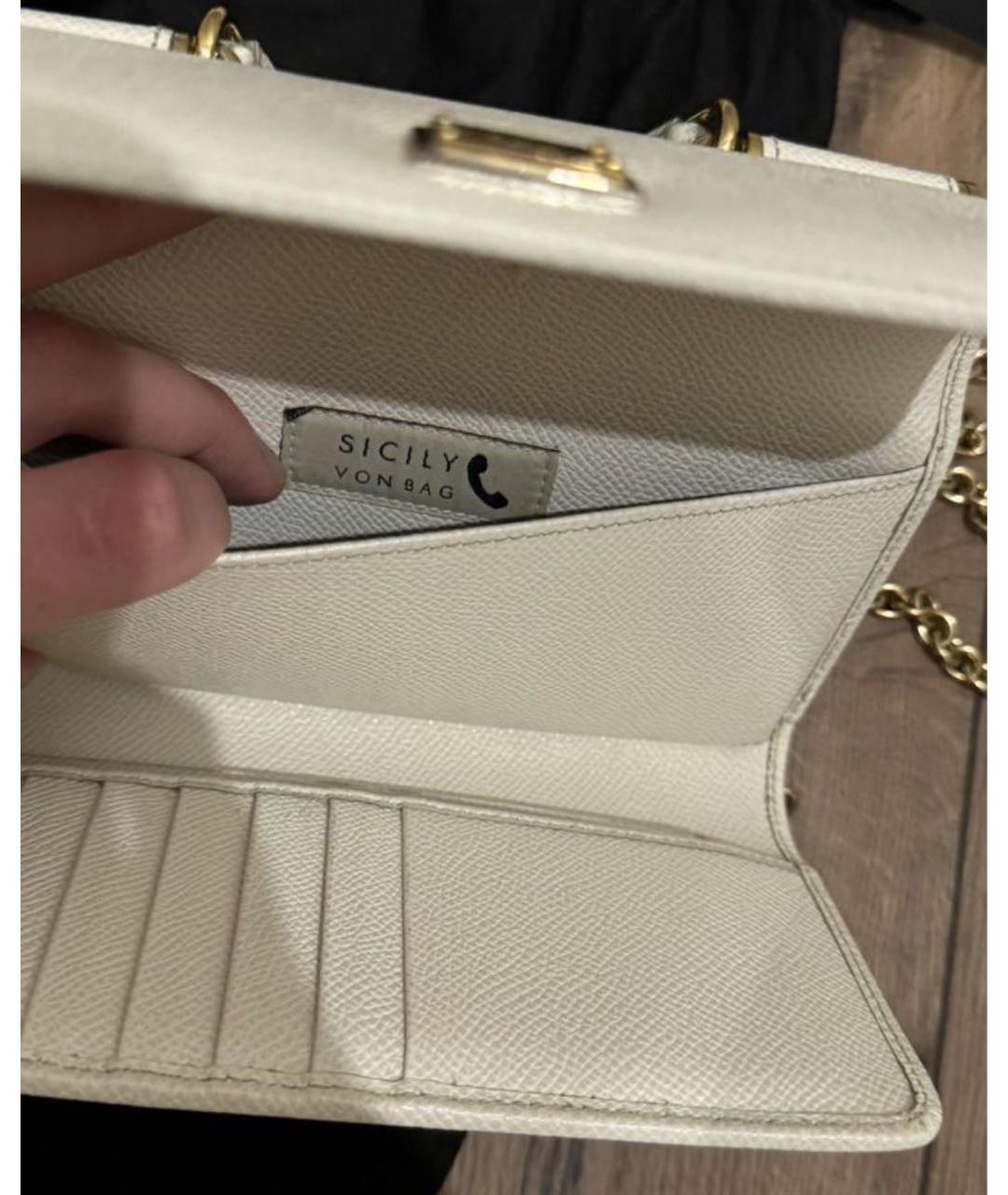 DOLCE&GABBANA Бежевая кожаная сумка с короткими ручками, фото 5