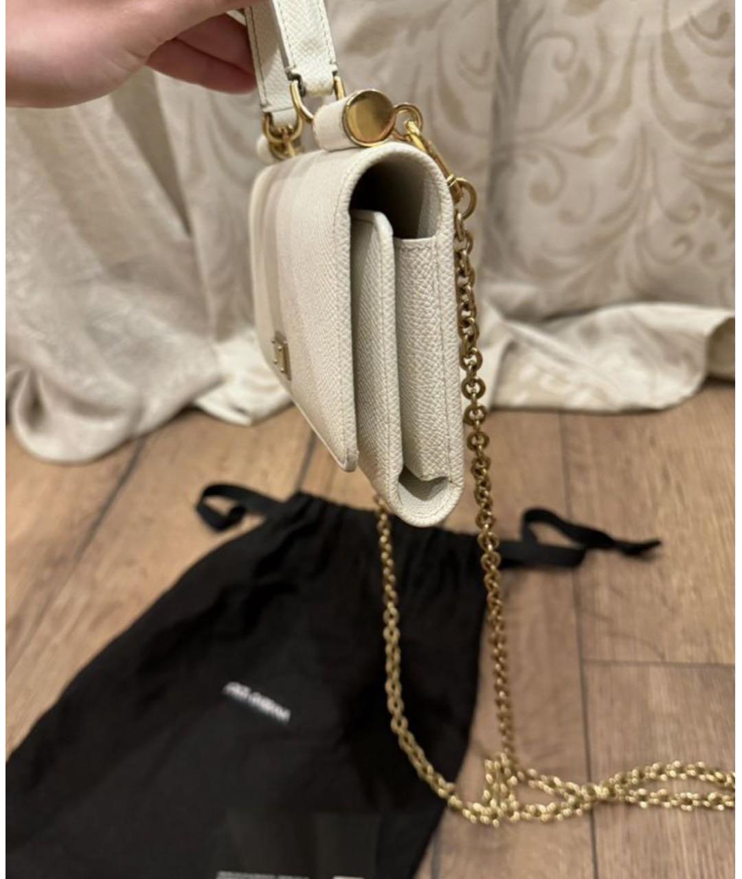 DOLCE&GABBANA Бежевая кожаная сумка с короткими ручками, фото 3