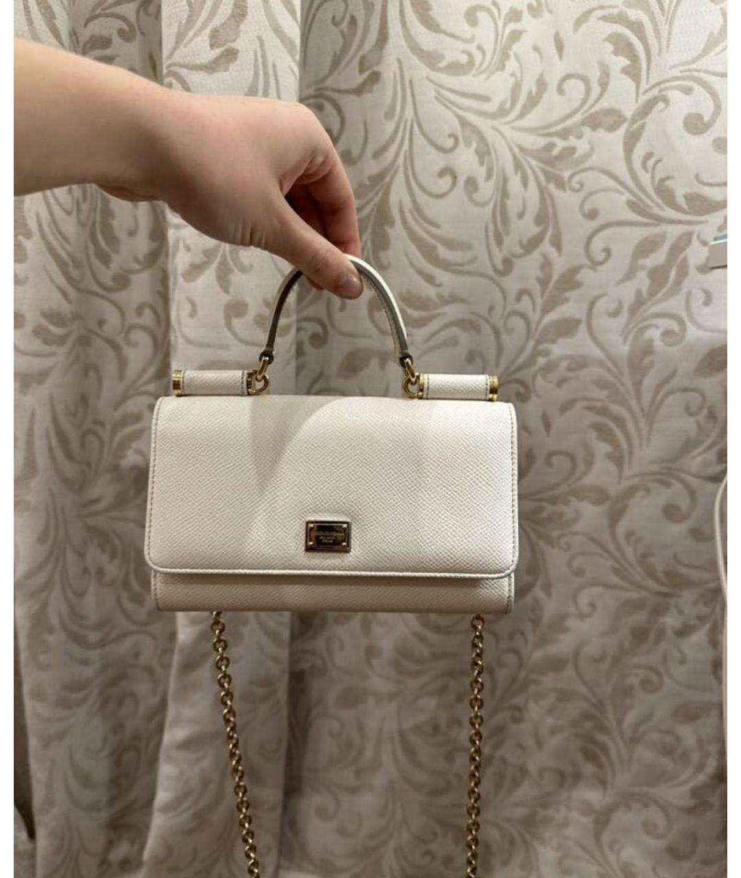 DOLCE&GABBANA Бежевая кожаная сумка с короткими ручками, фото 2