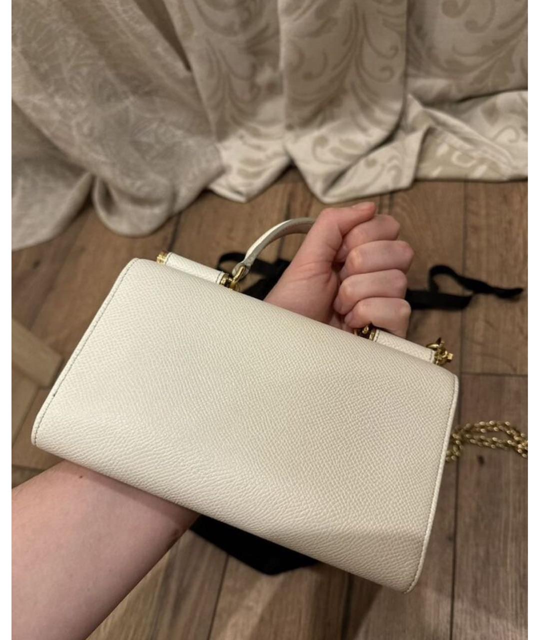 DOLCE&GABBANA Бежевая кожаная сумка с короткими ручками, фото 6