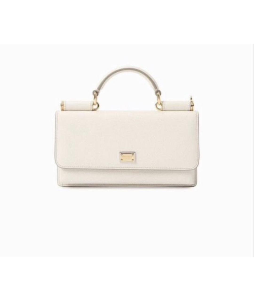 DOLCE&GABBANA Бежевая кожаная сумка с короткими ручками, фото 7