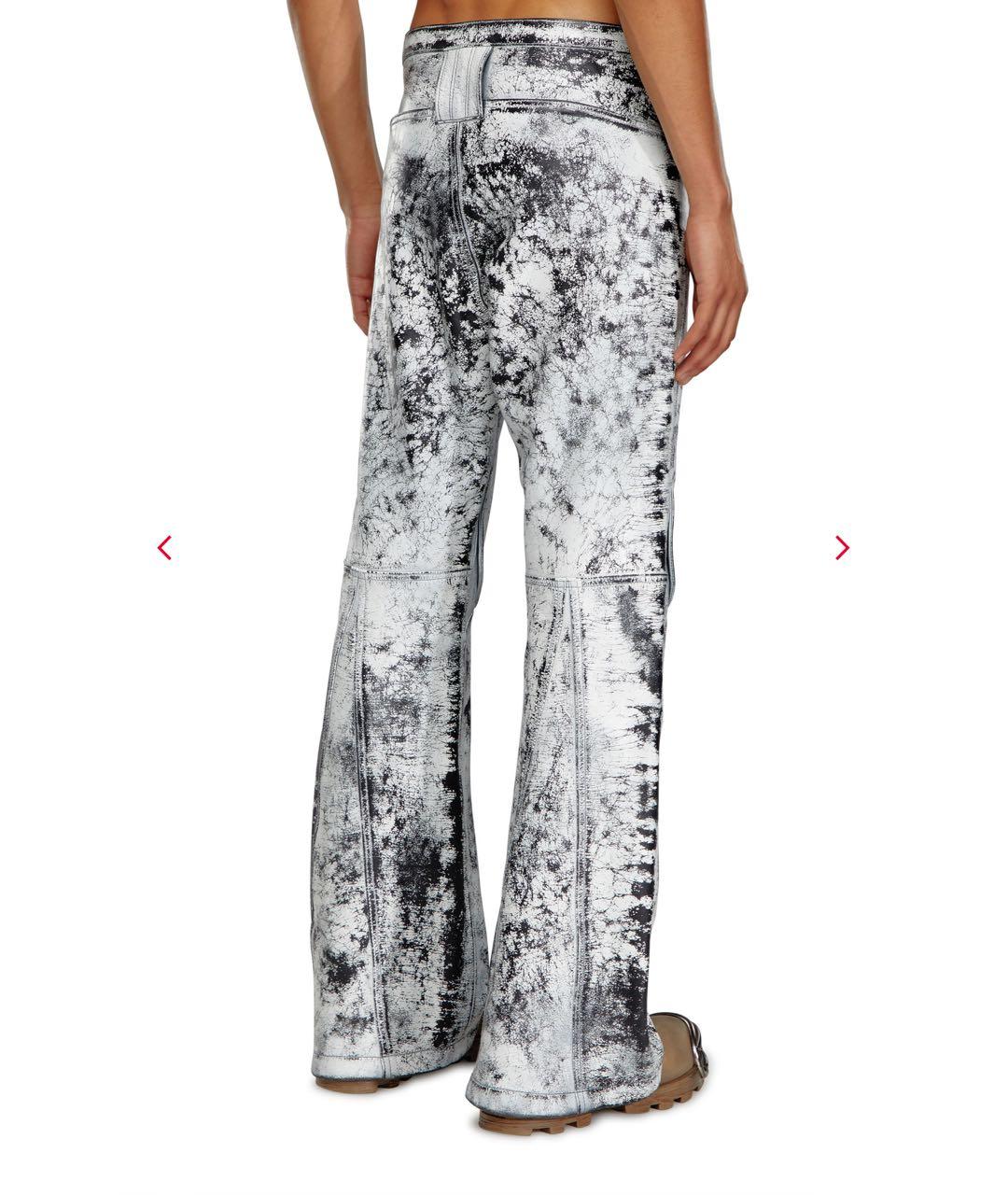 DIESEL Белые кожаные брюки широкие, фото 2