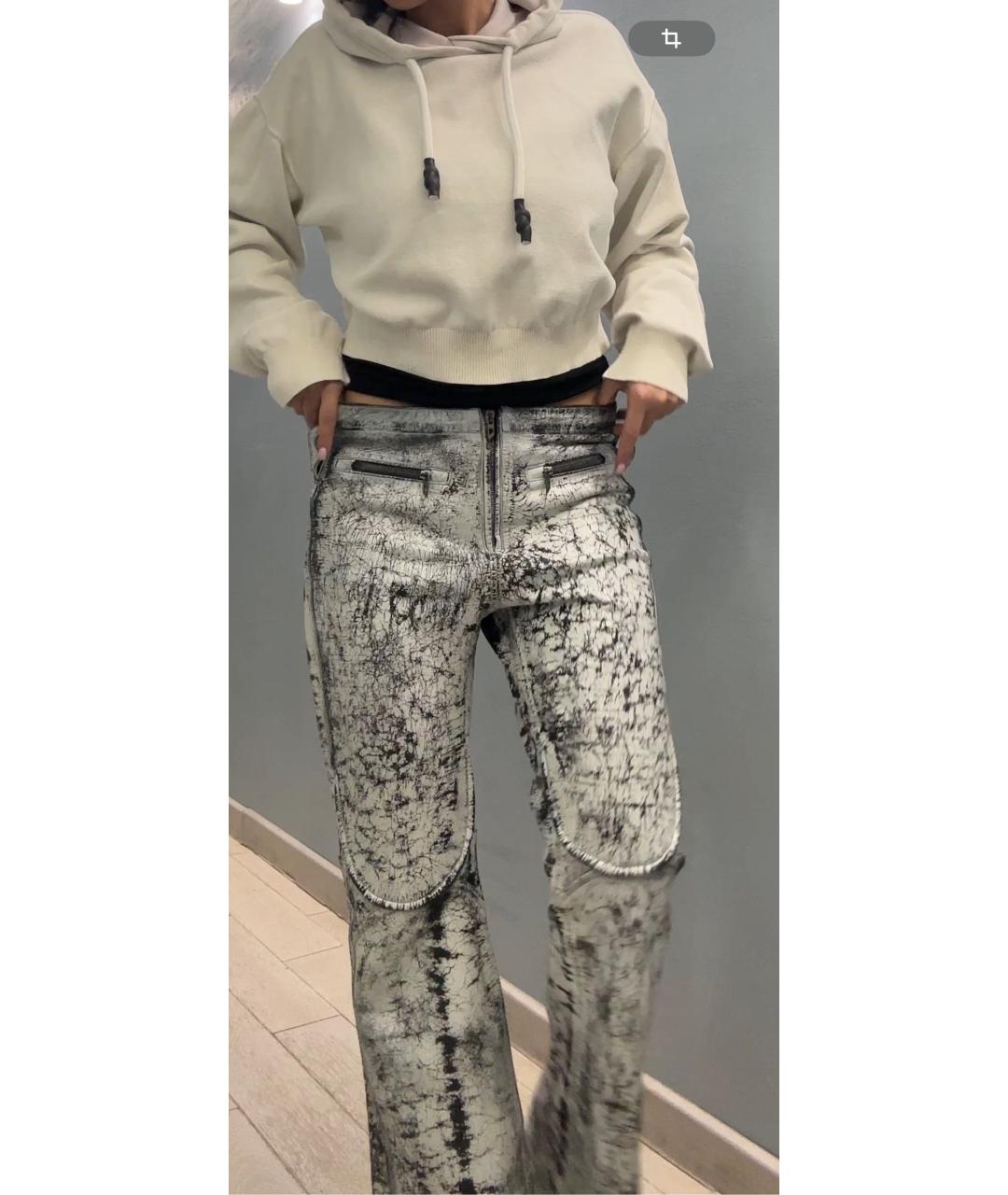 DIESEL Белые кожаные брюки широкие, фото 5