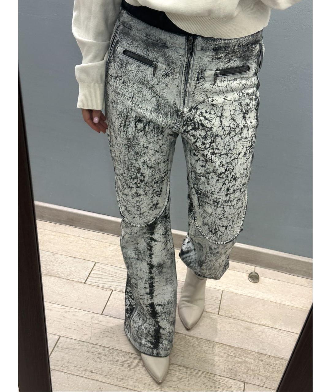 DIESEL Белые кожаные брюки широкие, фото 7