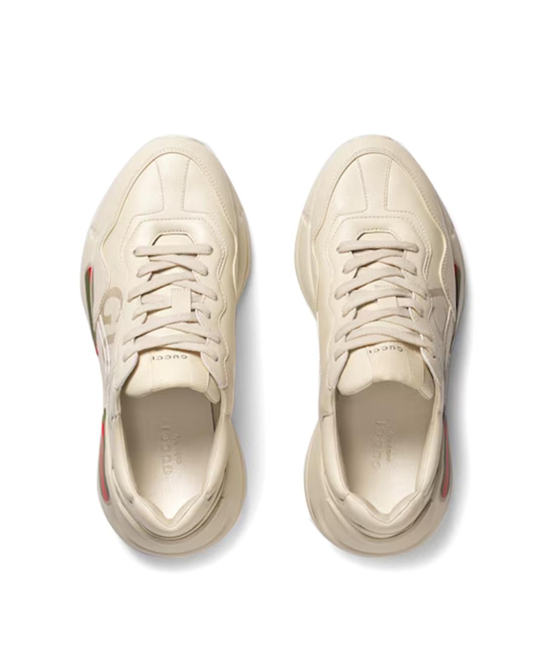 GUCCI Белые кожаные кроссовки, фото 2