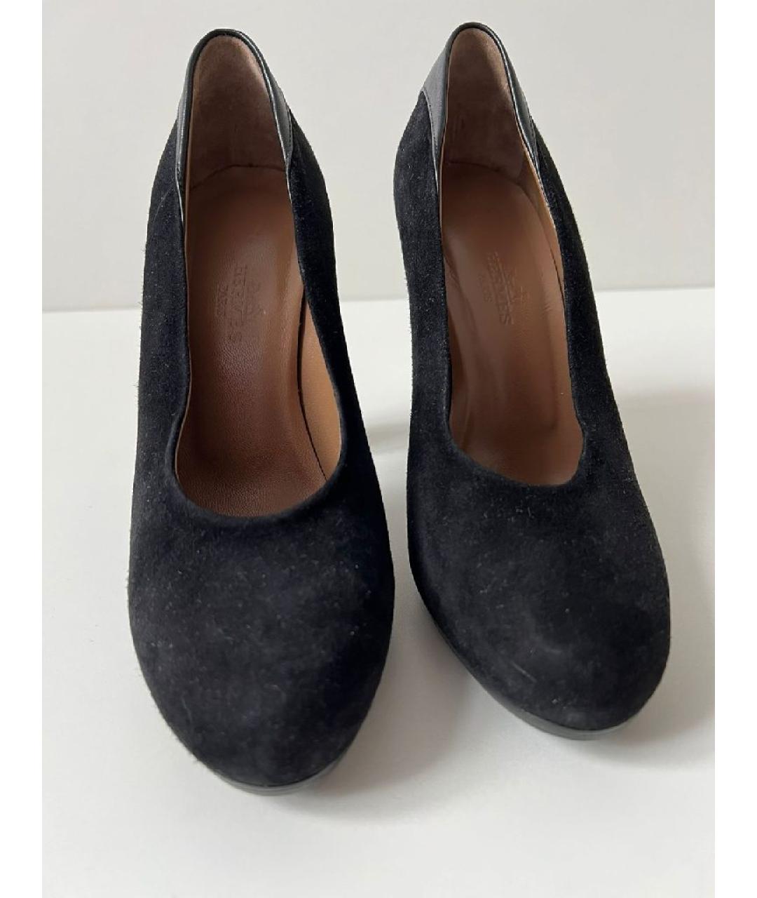 HERMES Черные замшевые туфли, фото 7