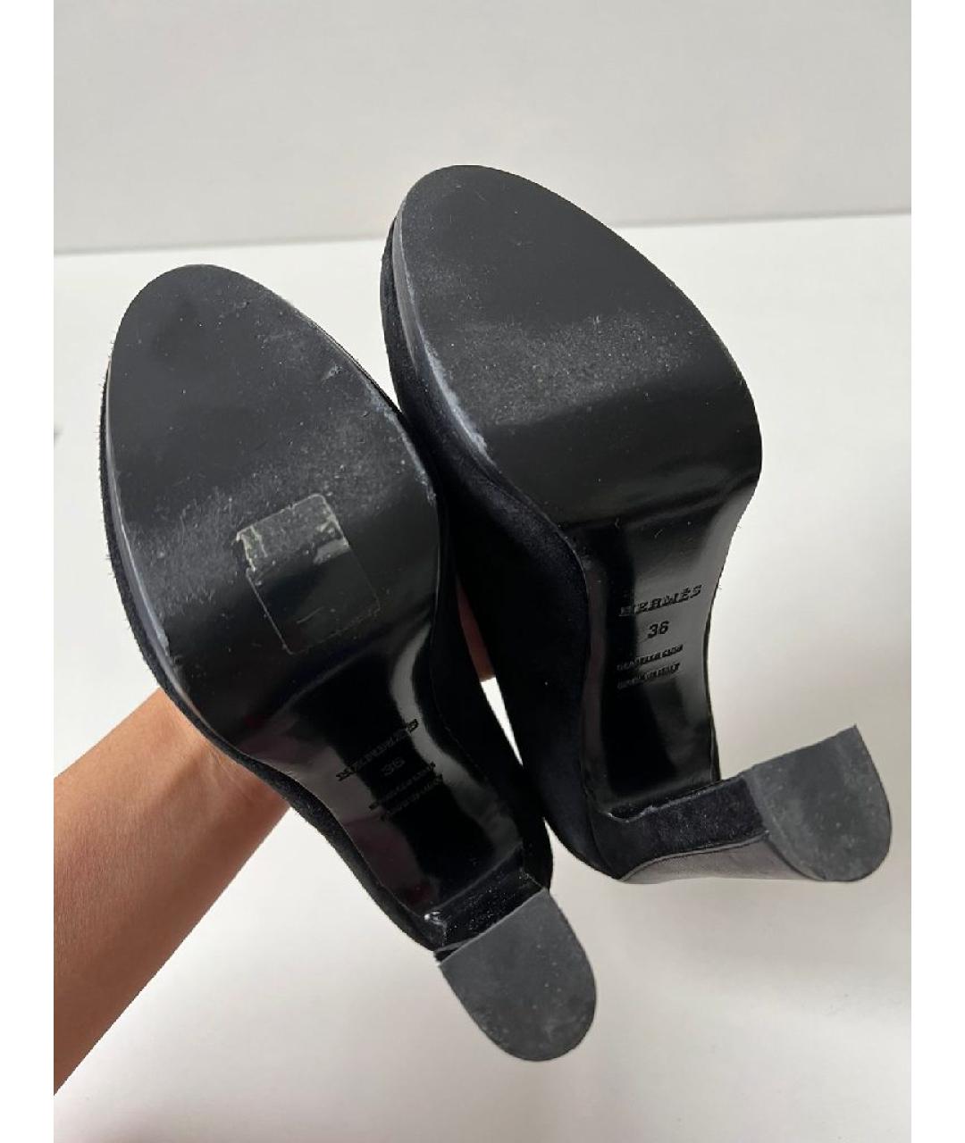 HERMES Черные замшевые туфли, фото 4