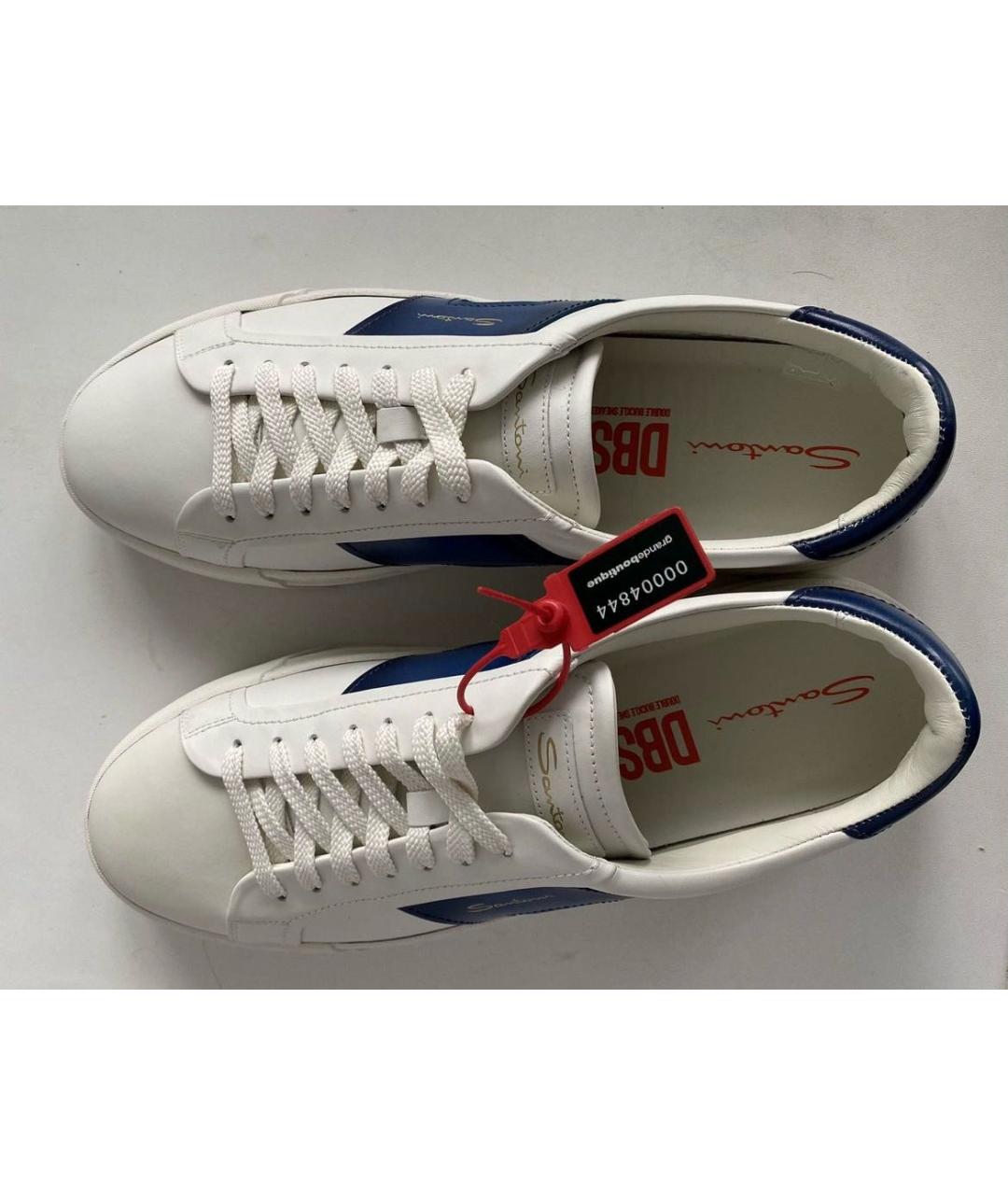 SANTONI Белые кожаные низкие кроссовки / кеды, фото 6