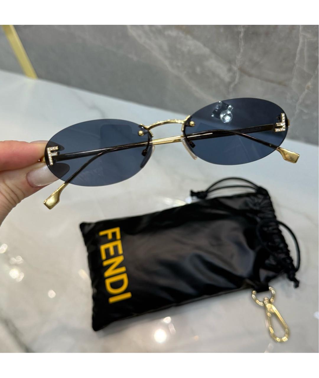 FENDI Темно-синие металлические солнцезащитные очки, фото 6