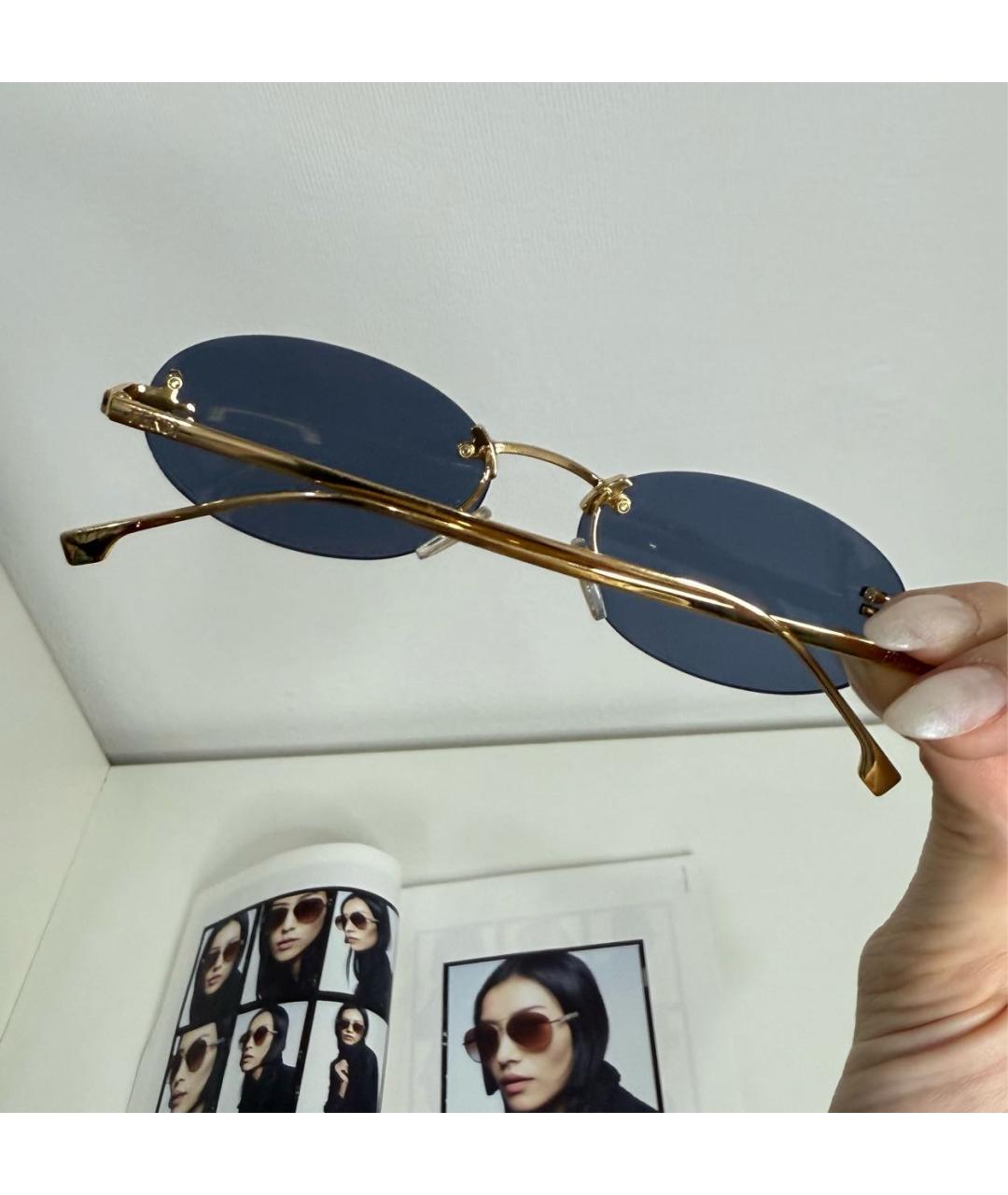 FENDI Темно-синие металлические солнцезащитные очки, фото 5