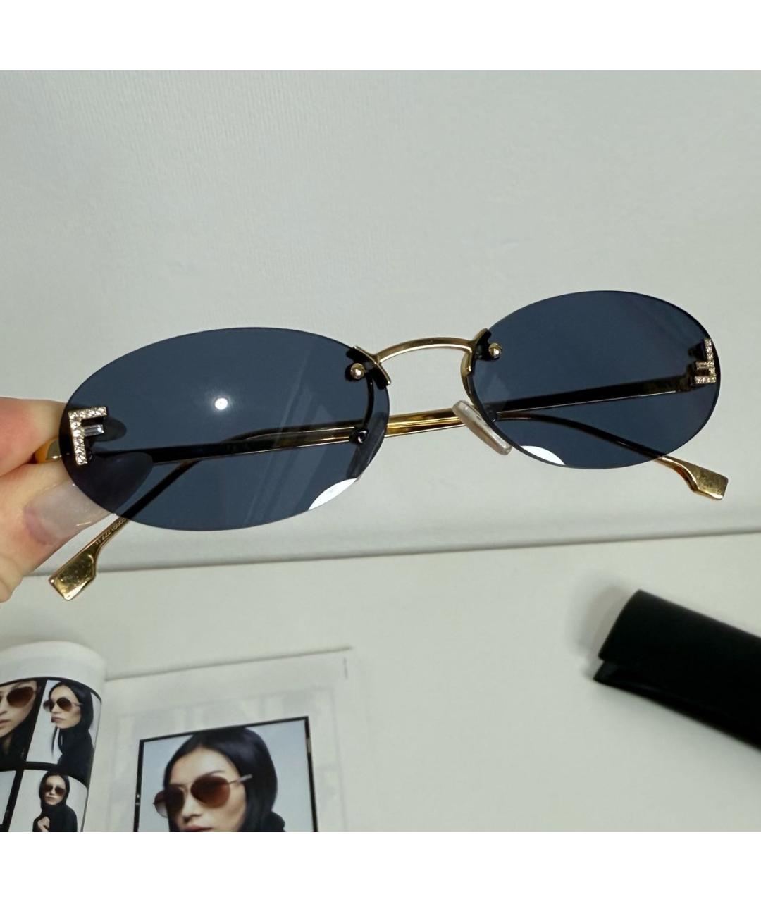 FENDI Темно-синие металлические солнцезащитные очки, фото 3