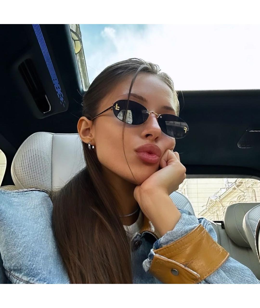 FENDI Темно-синие металлические солнцезащитные очки, фото 2