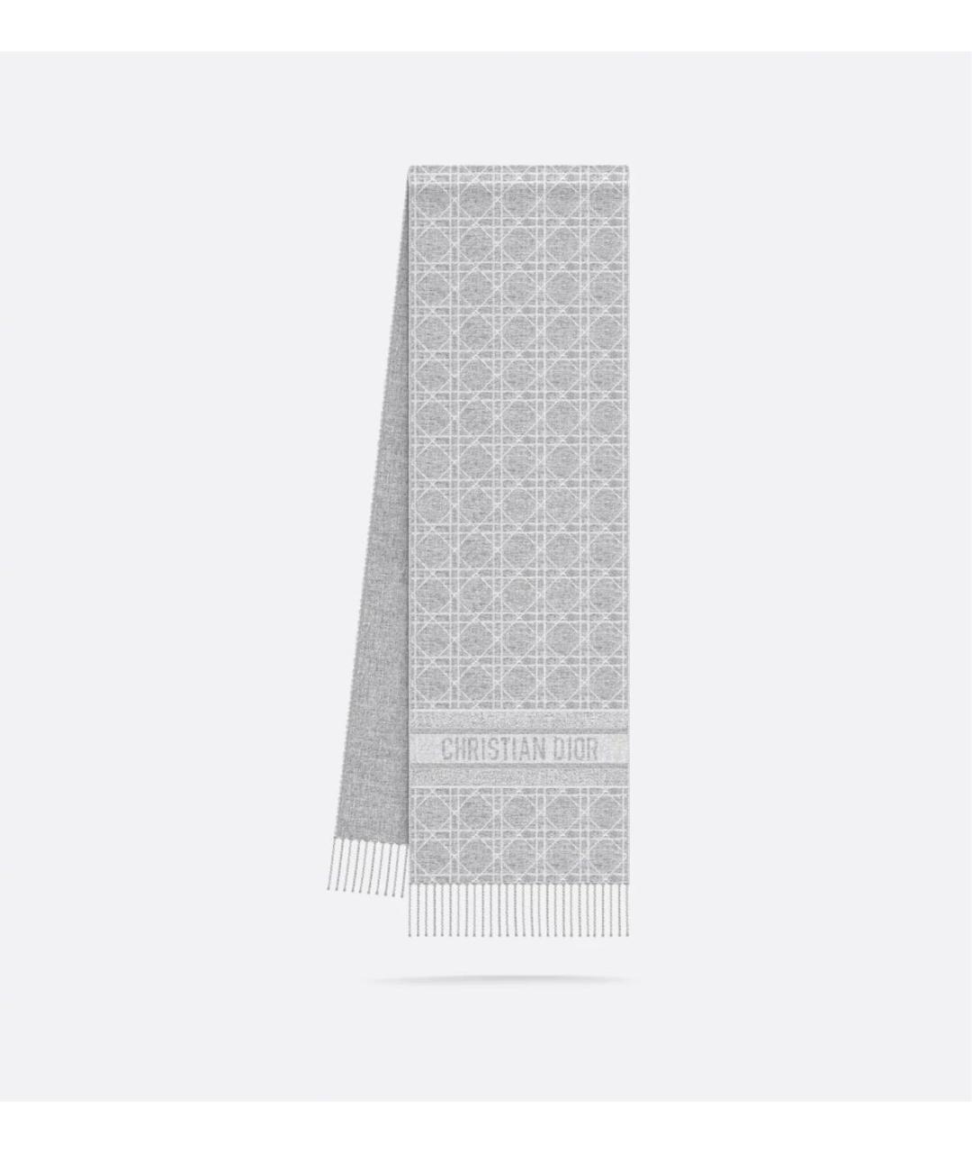 CHRISTIAN DIOR Серый кашемировый шарф, фото 2