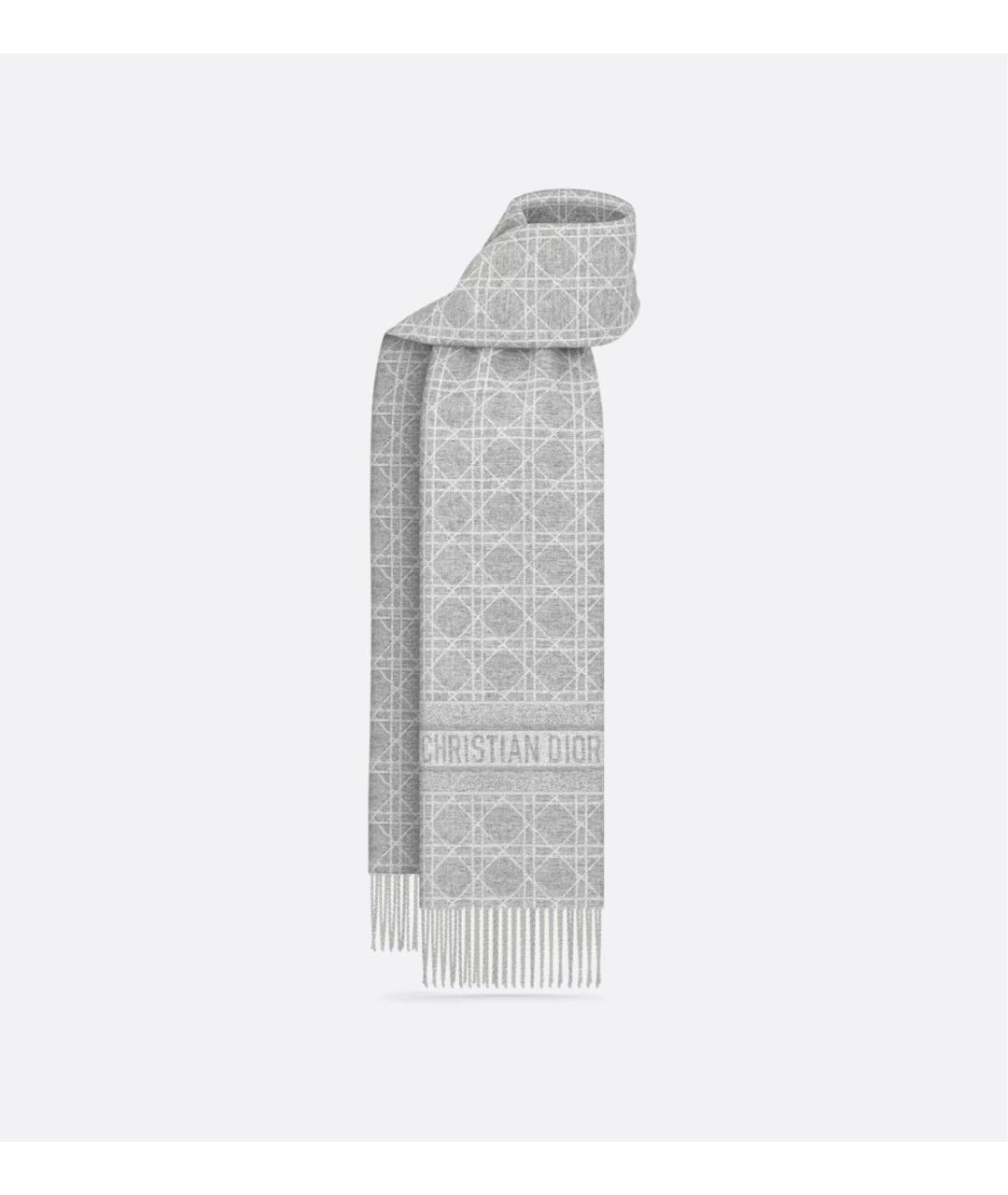 CHRISTIAN DIOR Серый кашемировый шарф, фото 7