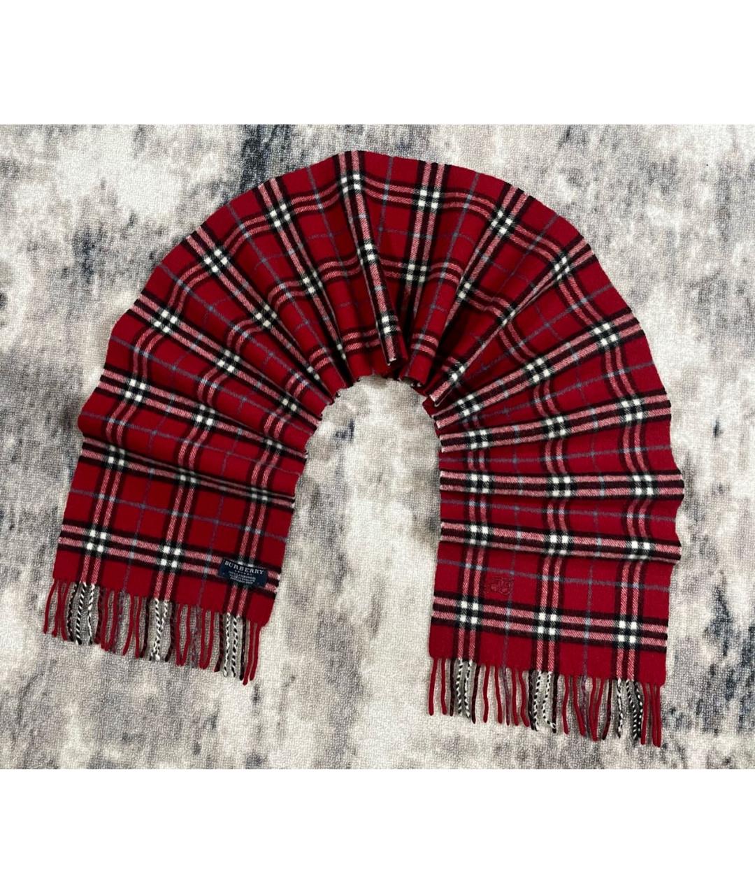 BURBERRY Красный шерстяной шарф, фото 3