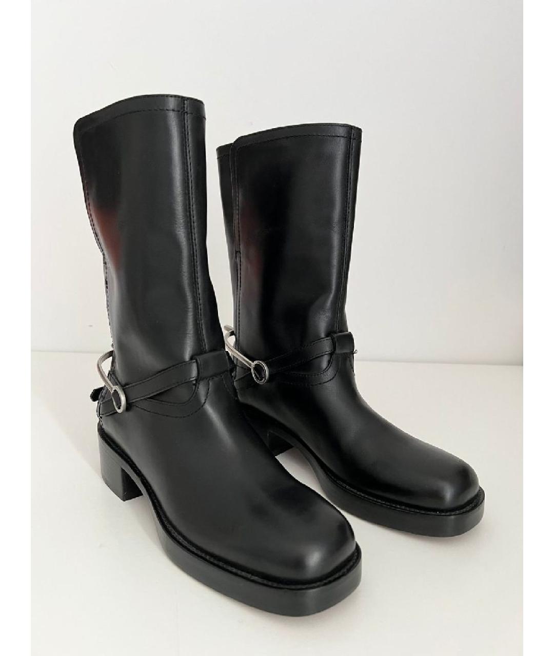 CHRISTIAN DIOR Черные кожаные сапоги, фото 2