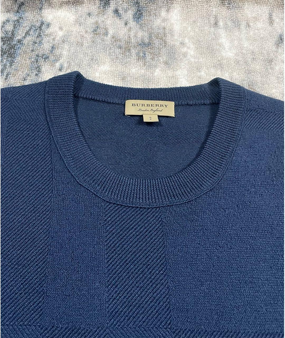BURBERRY Темно-синий шерстяной джемпер / свитер, фото 3