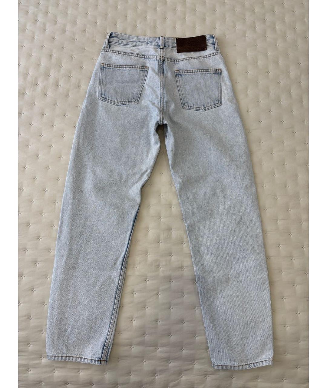 OFF-WHITE Голубые хлопковые прямые джинсы, фото 2