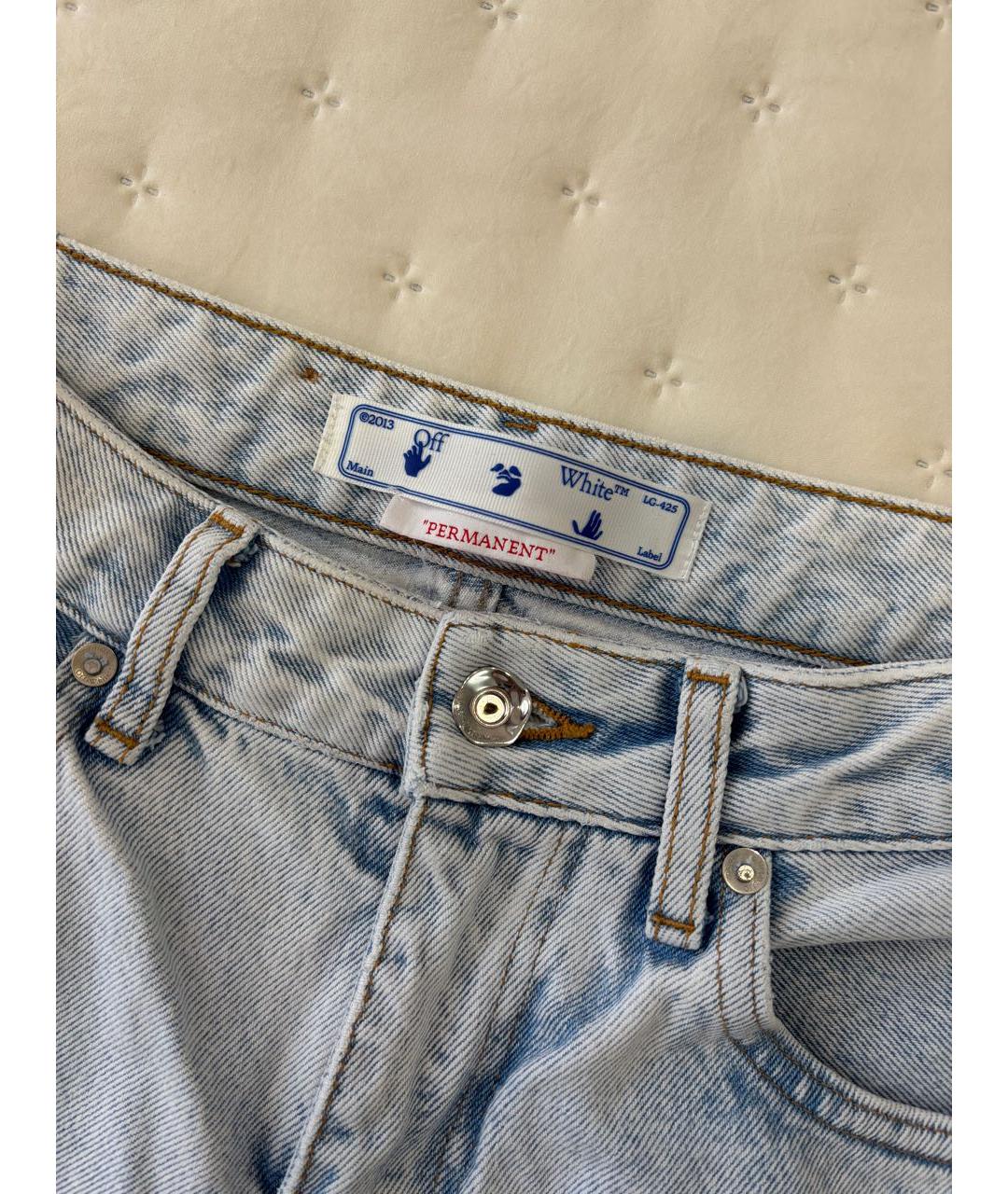 OFF-WHITE Голубые хлопковые прямые джинсы, фото 3