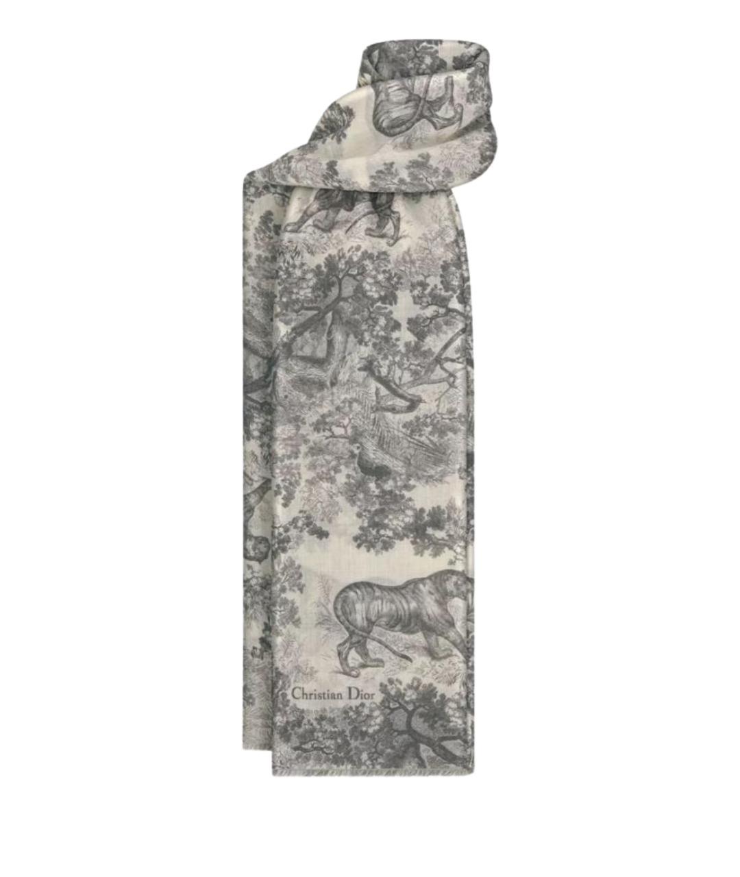 CHRISTIAN DIOR Серый кашемировый шарф, фото 1