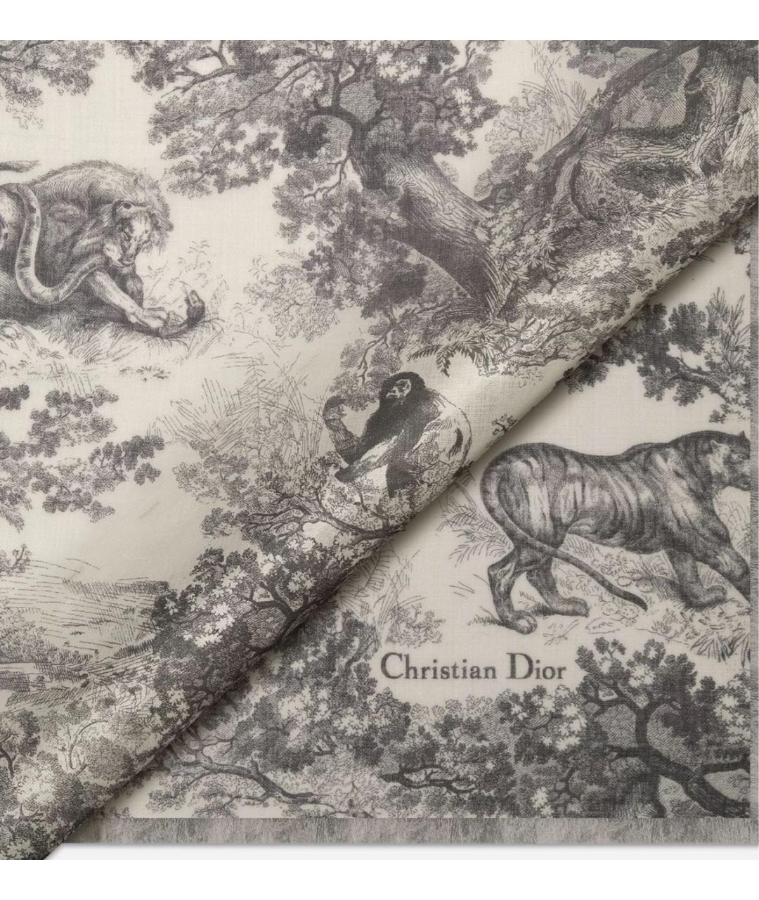 CHRISTIAN DIOR Серый кашемировый шарф, фото 3