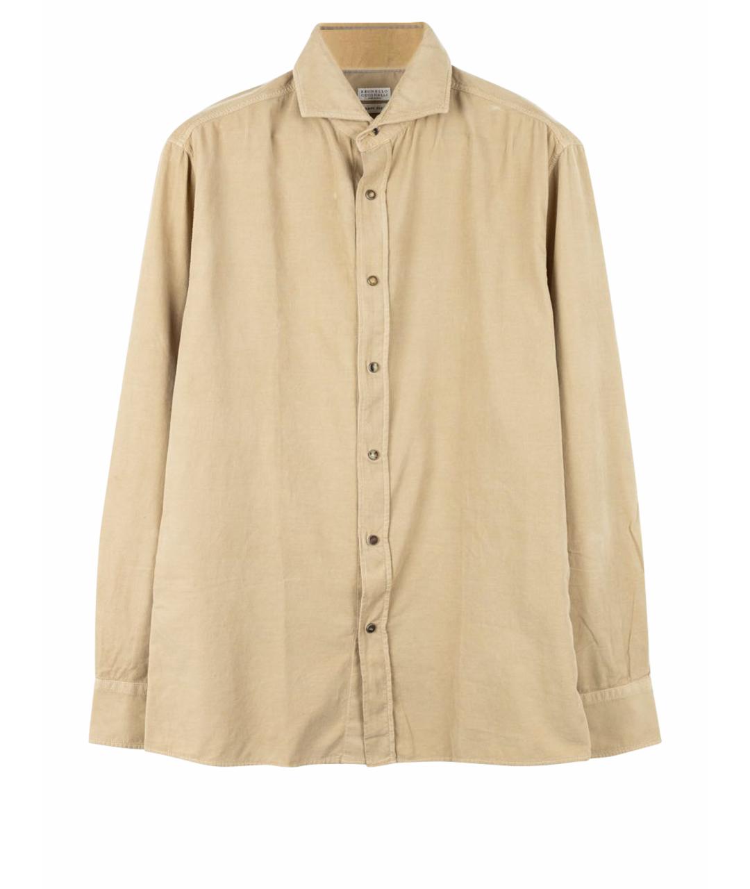 BRUNELLO CUCINELLI Бежевая хлопковая кэжуал рубашка, фото 1