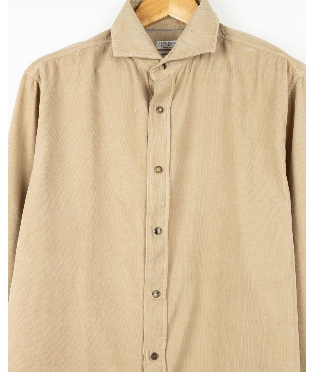 BRUNELLO CUCINELLI Бежевая хлопковая кэжуал рубашка, фото 3