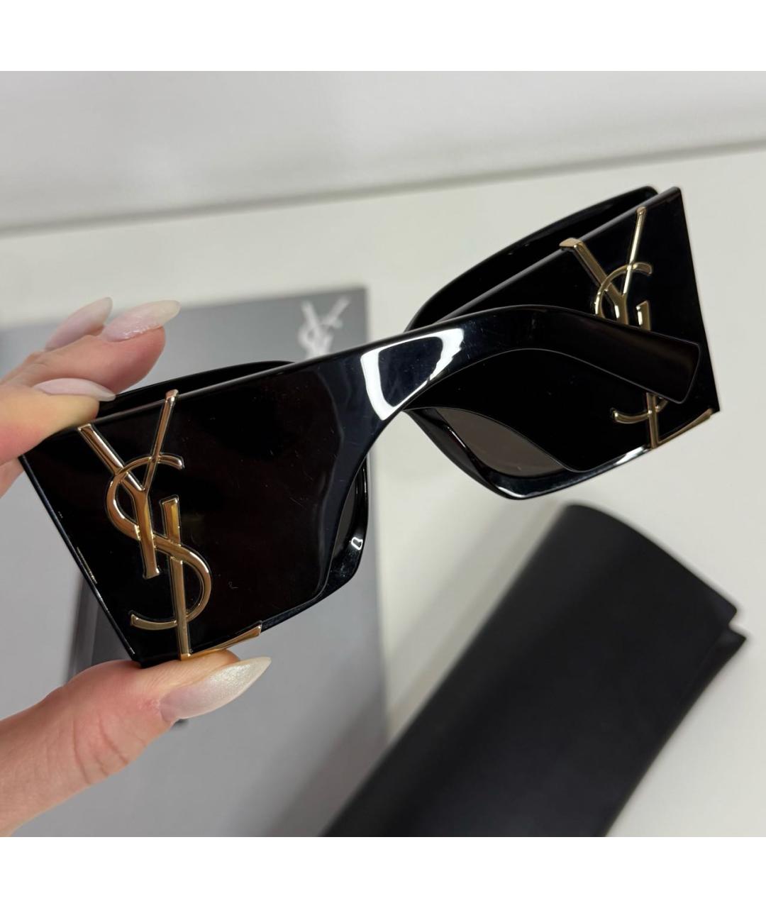 SAINT LAURENT Черные пластиковые солнцезащитные очки, фото 8