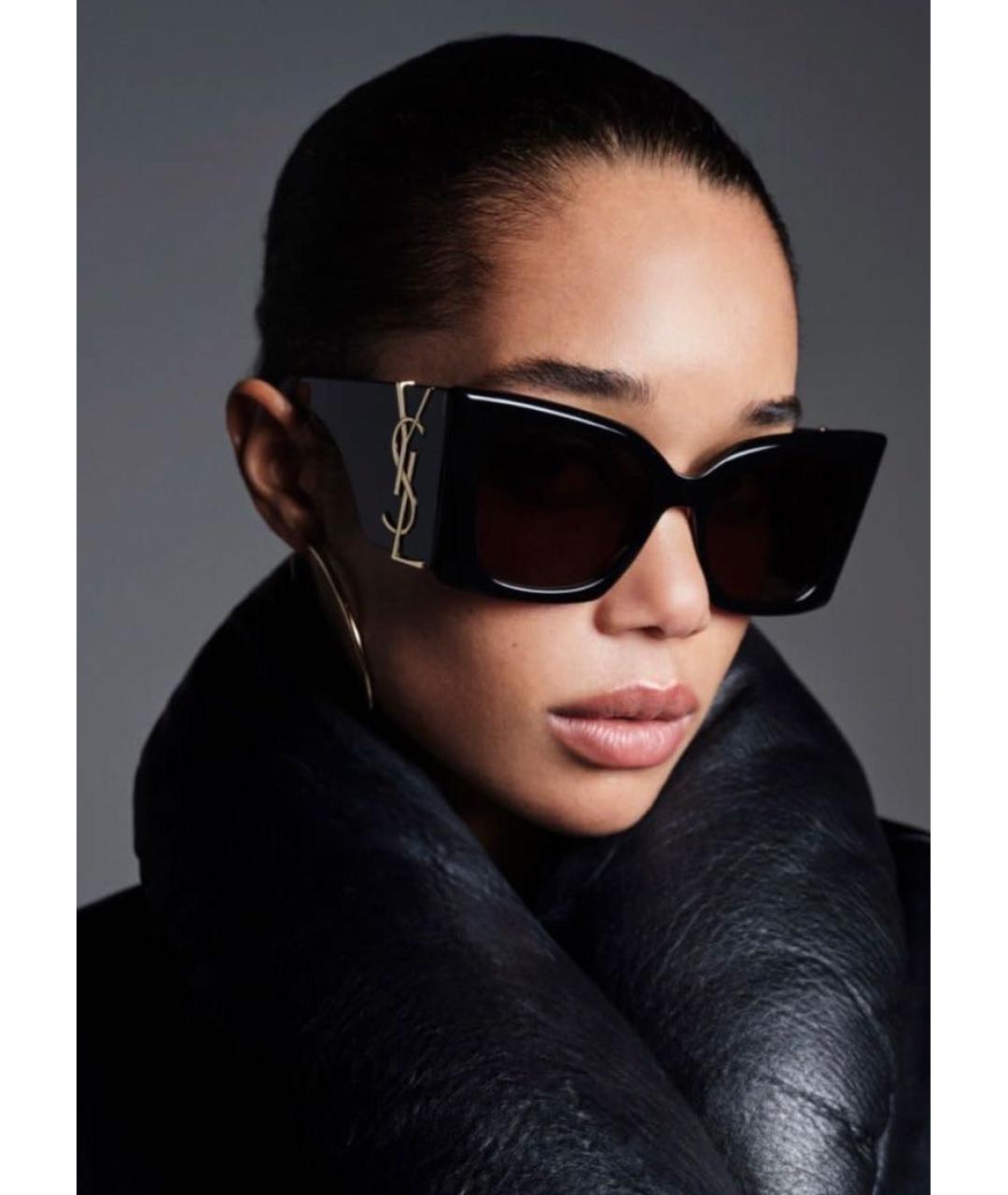 SAINT LAURENT Черные пластиковые солнцезащитные очки, фото 3