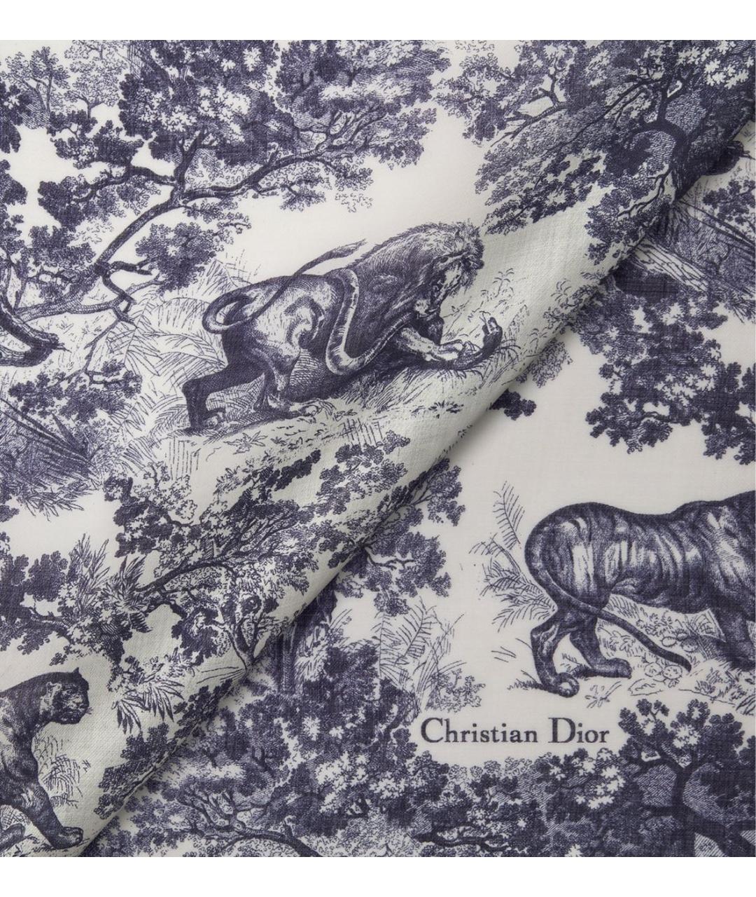 CHRISTIAN DIOR Темно-синий кашемировый шарф, фото 3