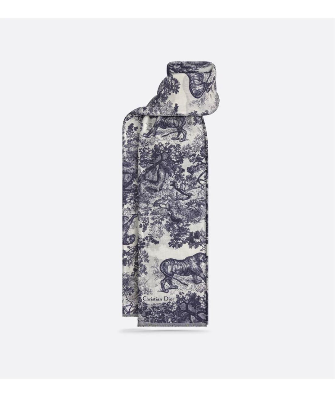 CHRISTIAN DIOR Темно-синий кашемировый шарф, фото 4