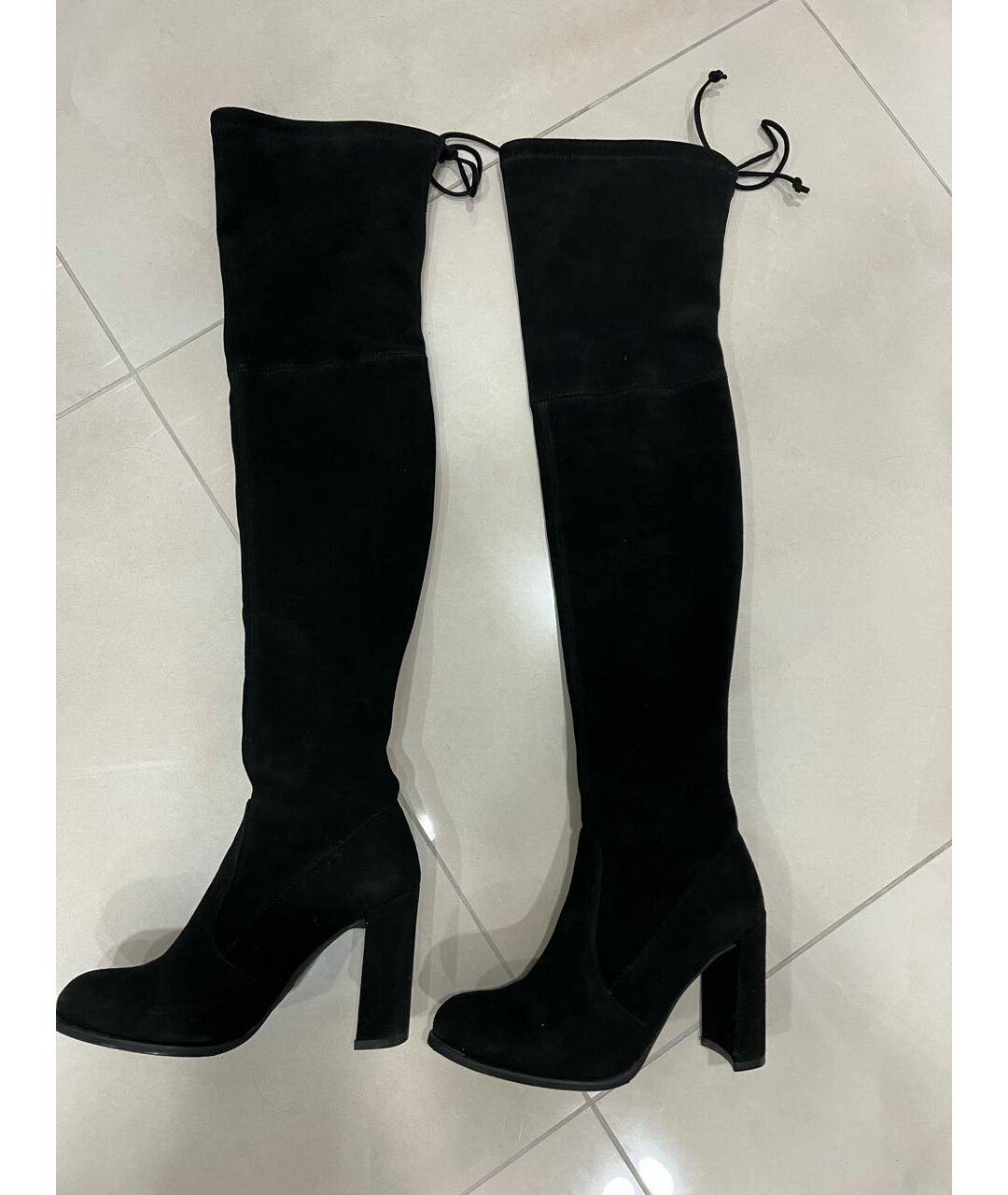 STUART WEITZMAN Черные замшевые ботфорты, фото 9