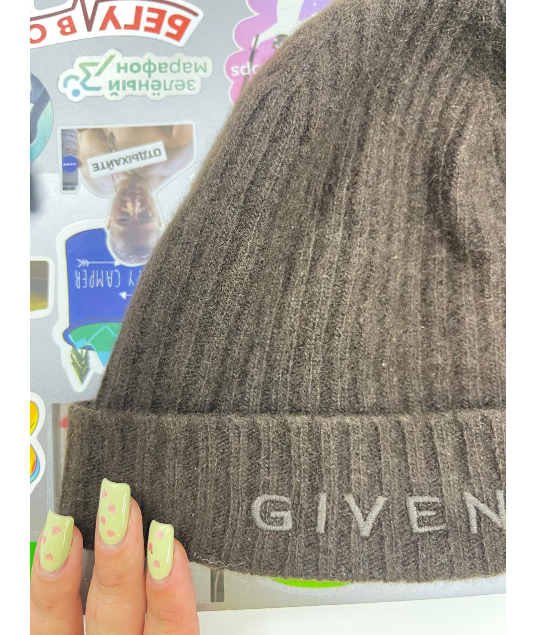 GIVENCHY Коричневая кашемировая шапка, фото 3