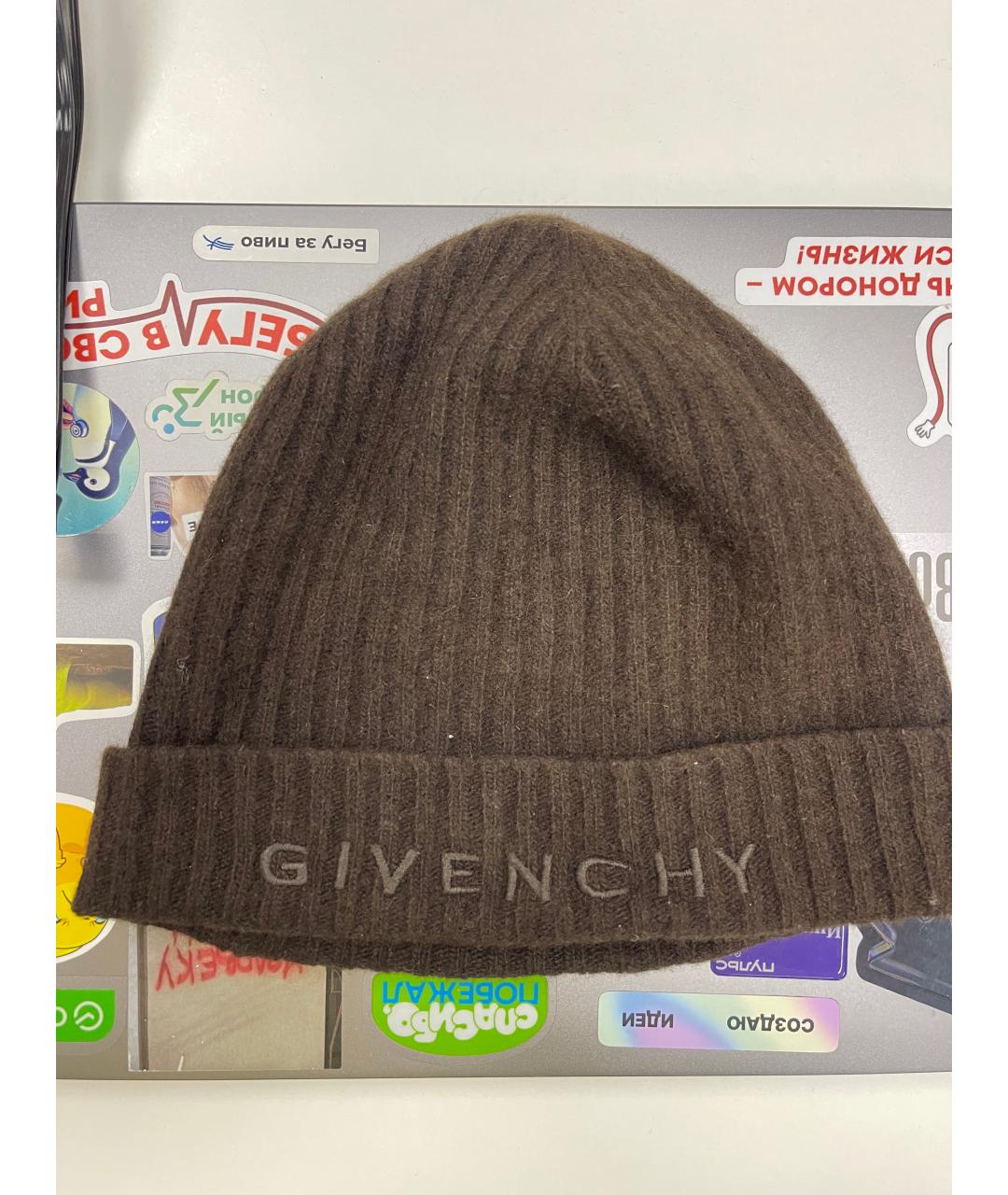 GIVENCHY Коричневая кашемировая шапка, фото 4