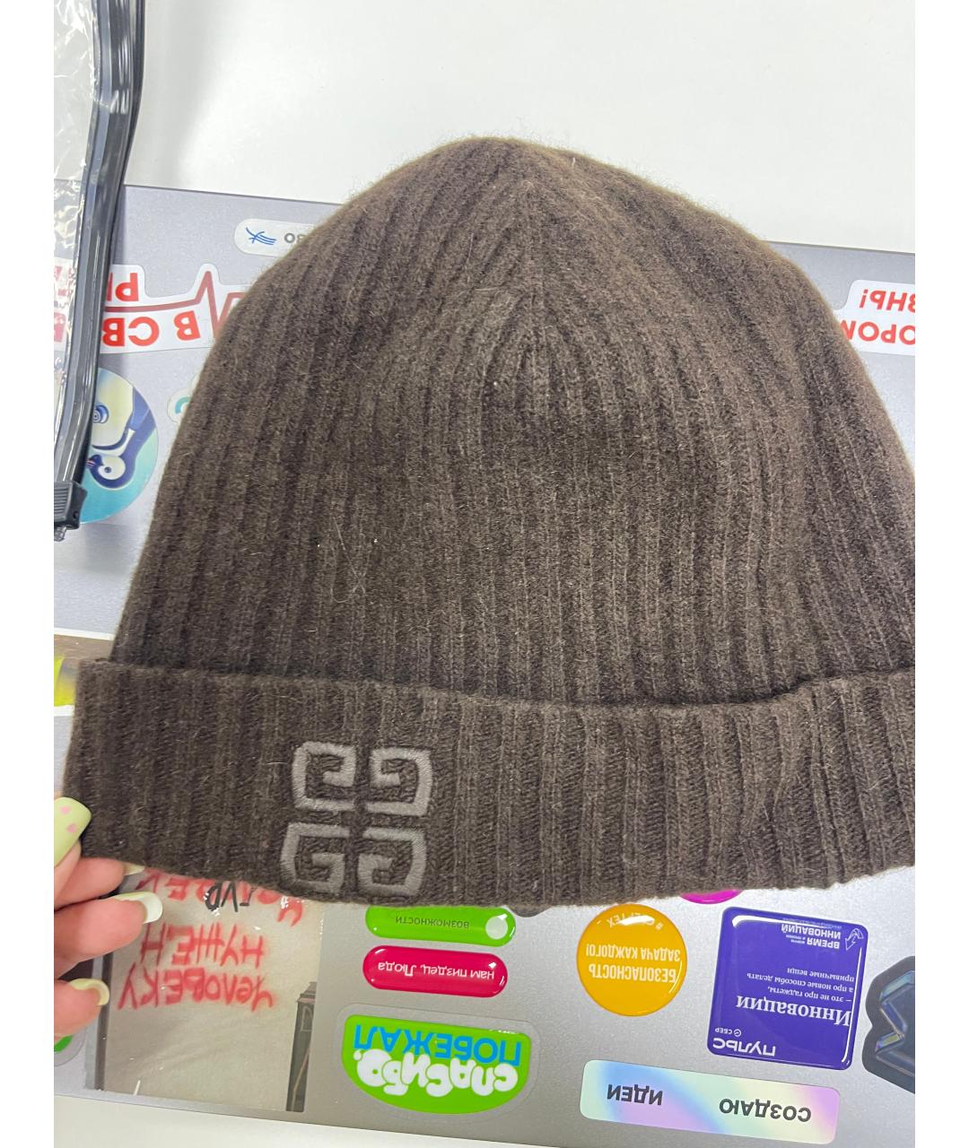 GIVENCHY Коричневая кашемировая шапка, фото 2