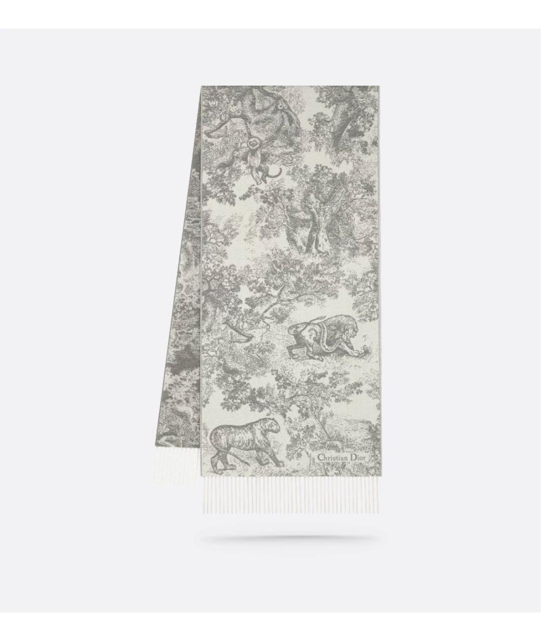 CHRISTIAN DIOR Серый кашемировый шарф, фото 2