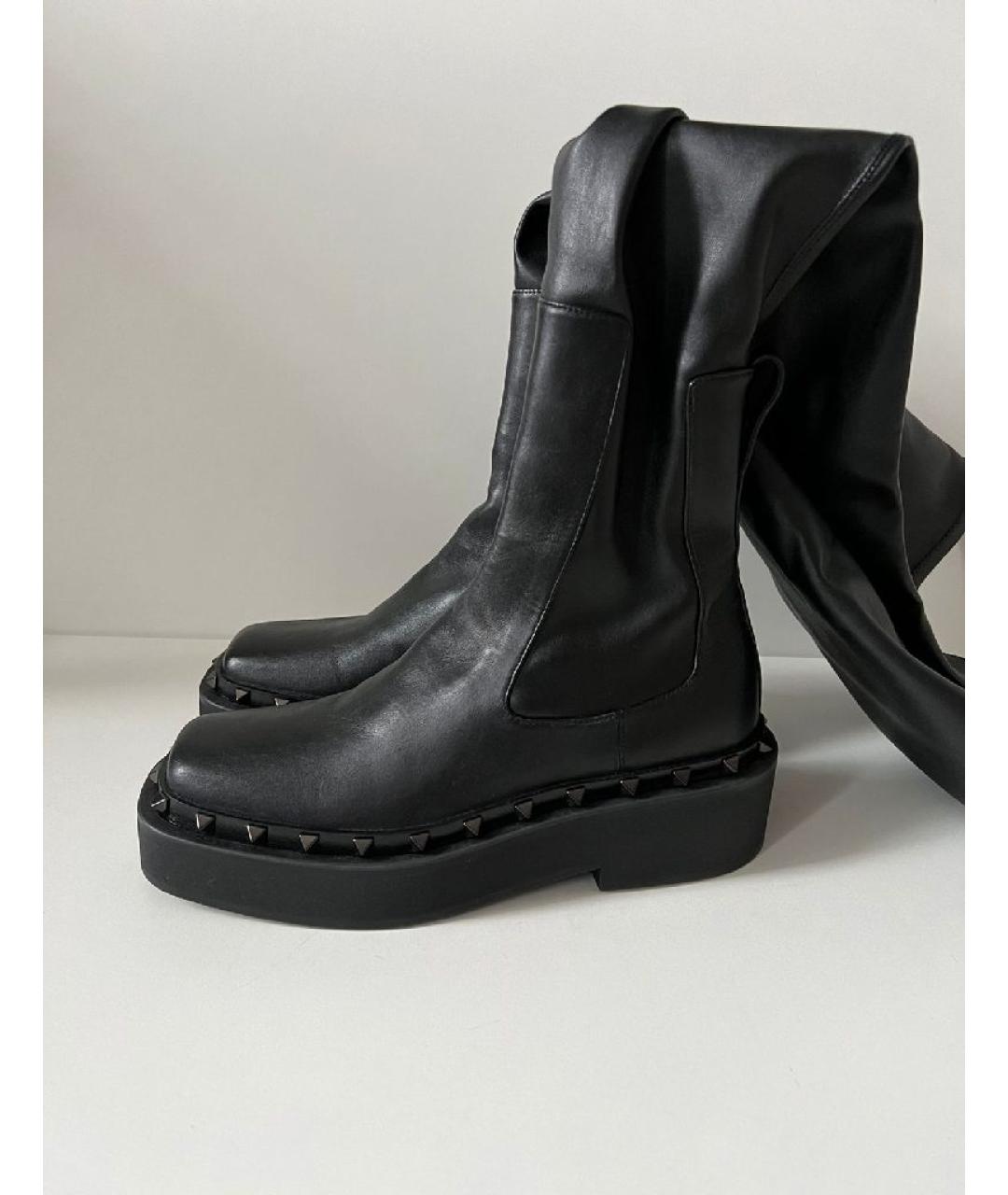VALENTINO Черные кожаные ботфорты, фото 4