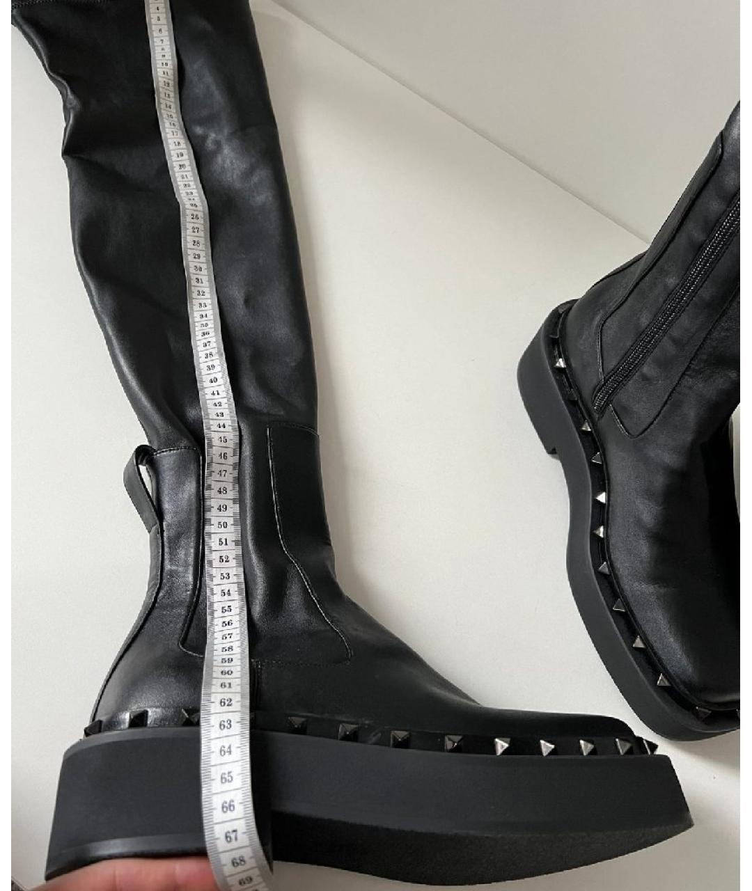 VALENTINO Черные кожаные ботфорты, фото 2