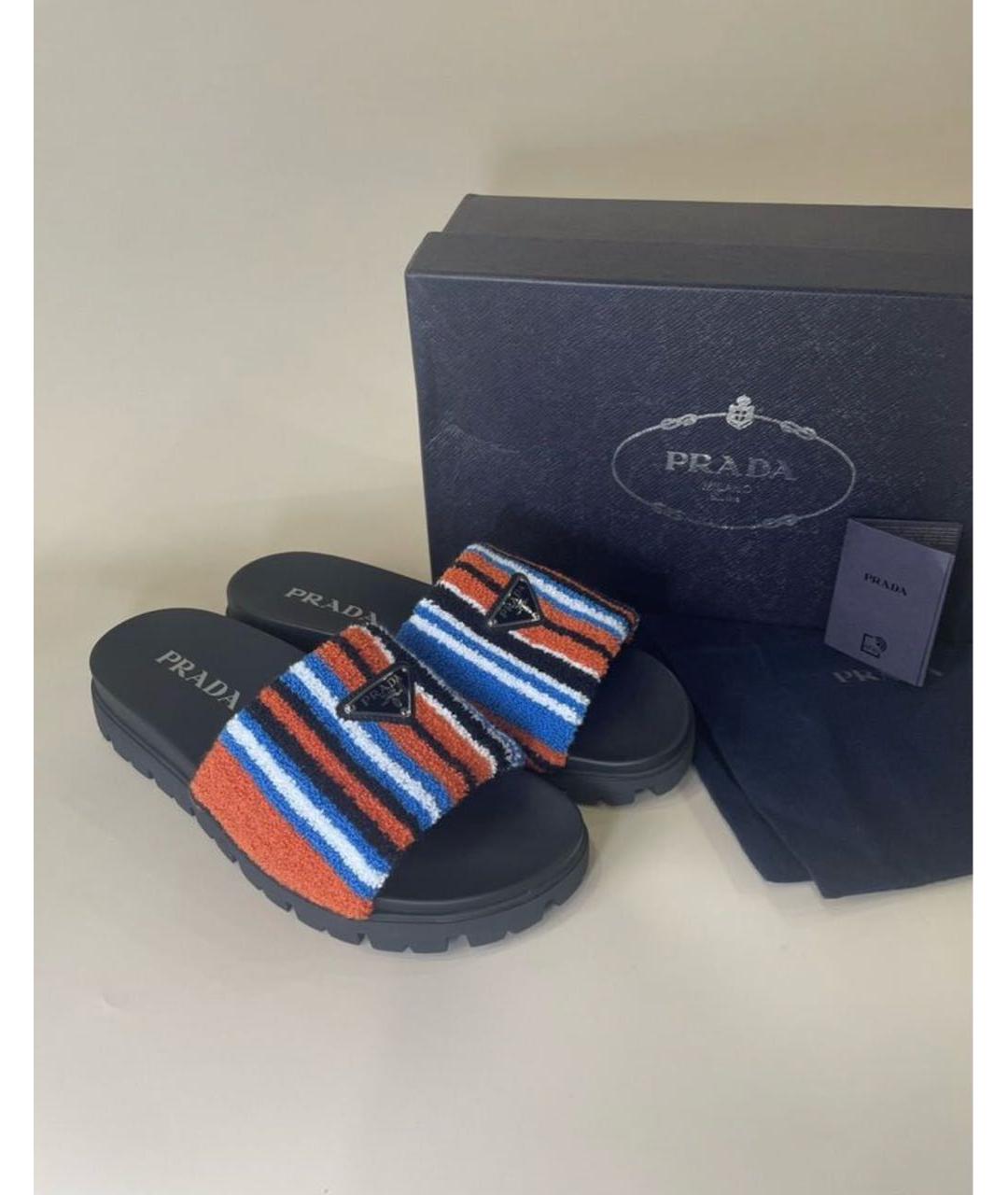 PRADA Мульти резиновые шлепанцы, фото 4