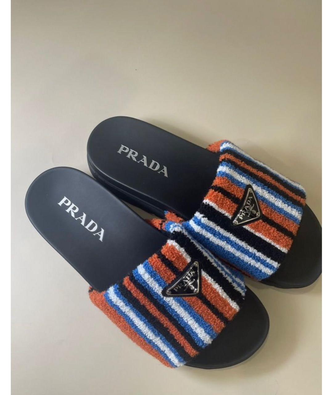 PRADA Мульти резиновые шлепанцы, фото 3