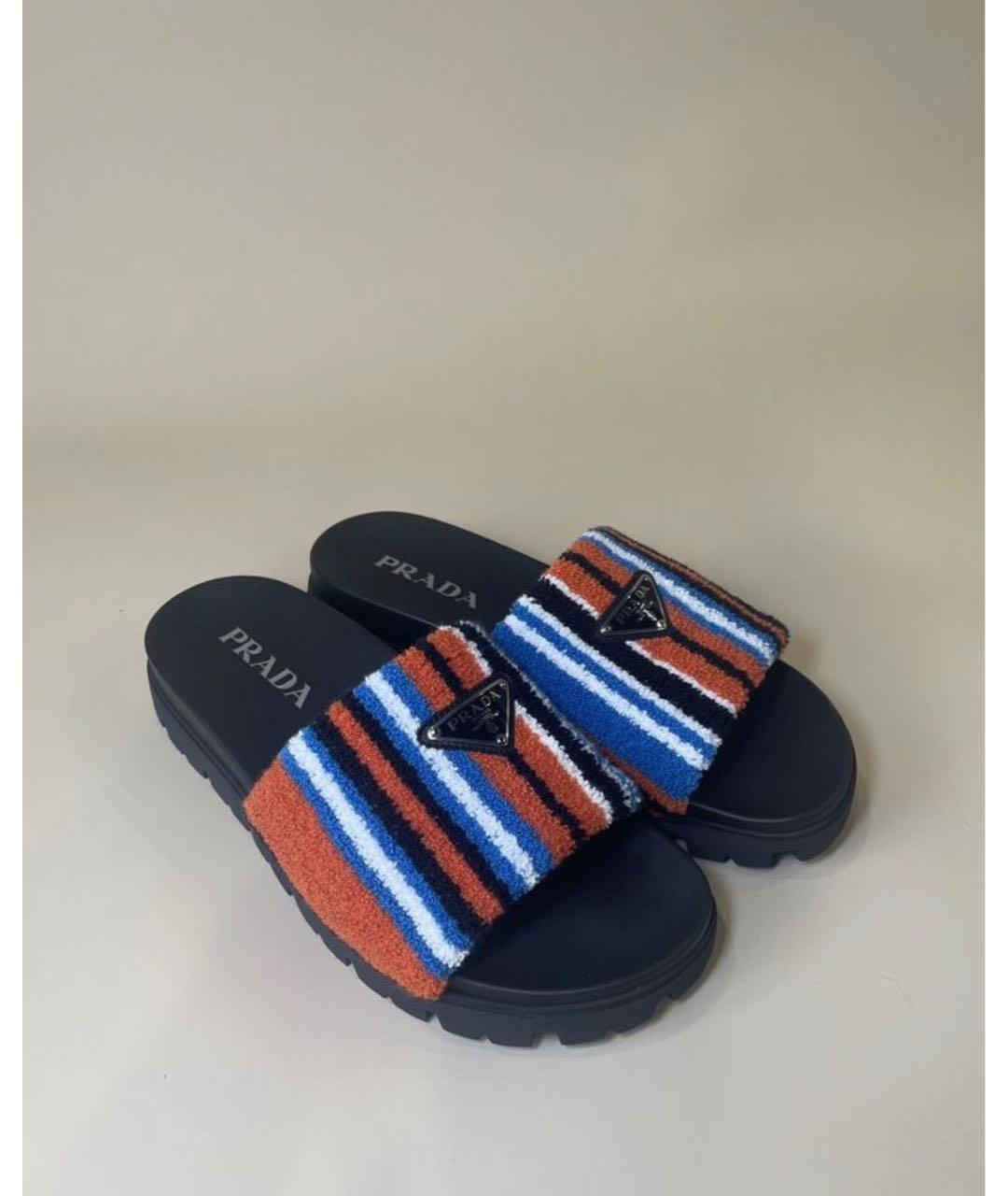 PRADA Мульти резиновые шлепанцы, фото 5