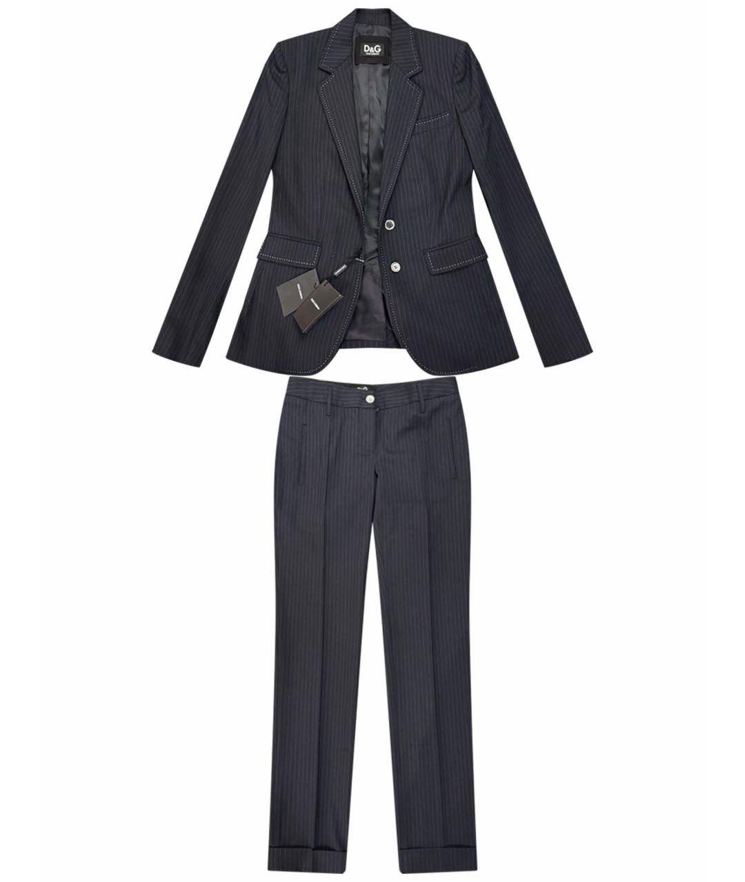 DOLCE&GABBANA Темно-синий шерстяной костюм с брюками, фото 1