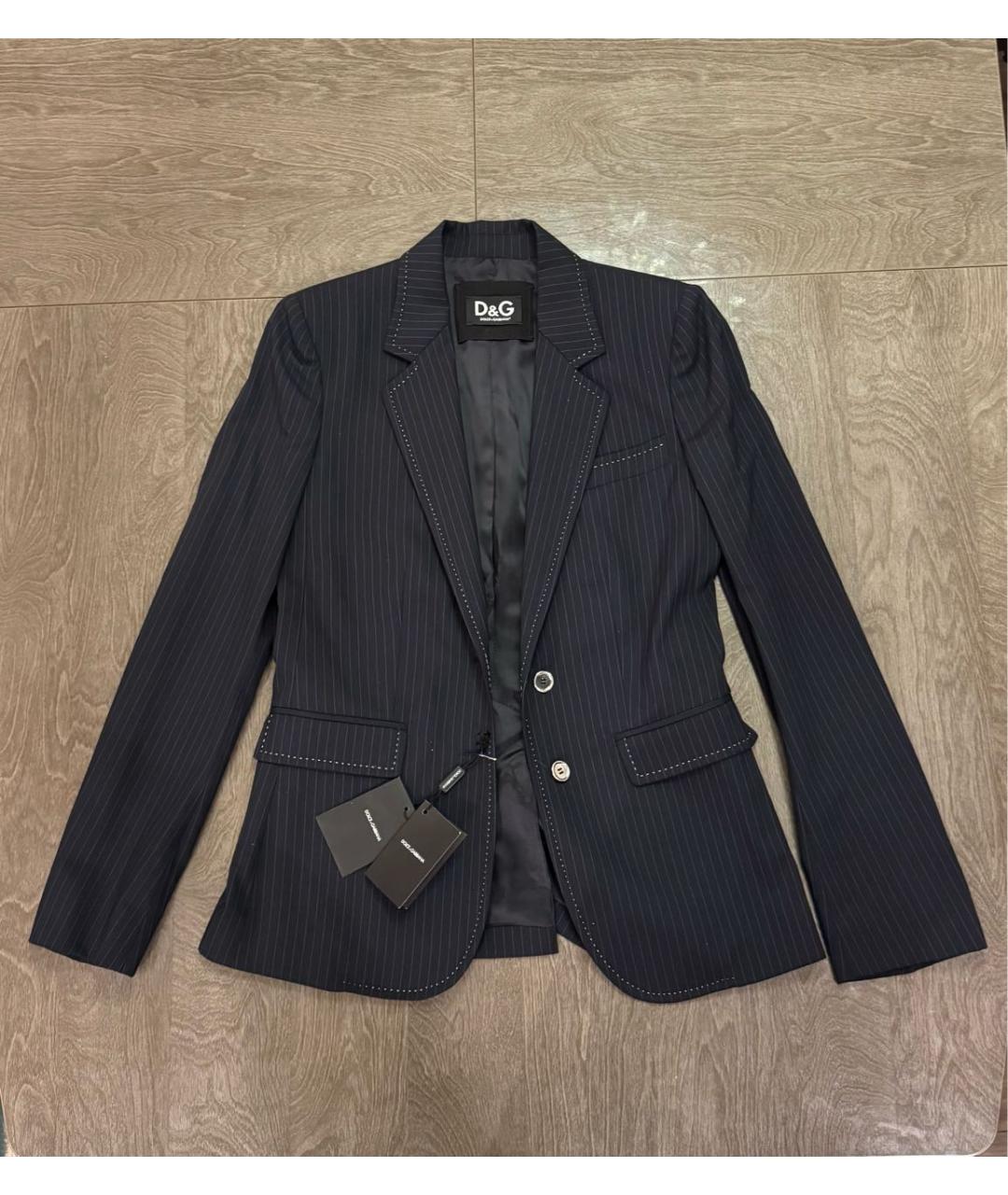 DOLCE&GABBANA Темно-синий шерстяной костюм с брюками, фото 9