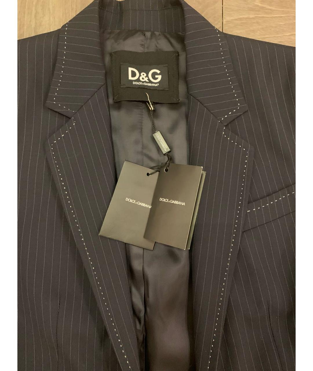 DOLCE&GABBANA Темно-синий шерстяной костюм с брюками, фото 3