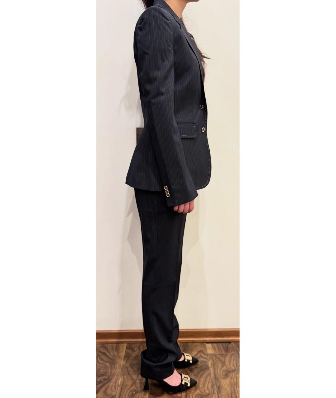 DOLCE&GABBANA Темно-синий шерстяной костюм с брюками, фото 7