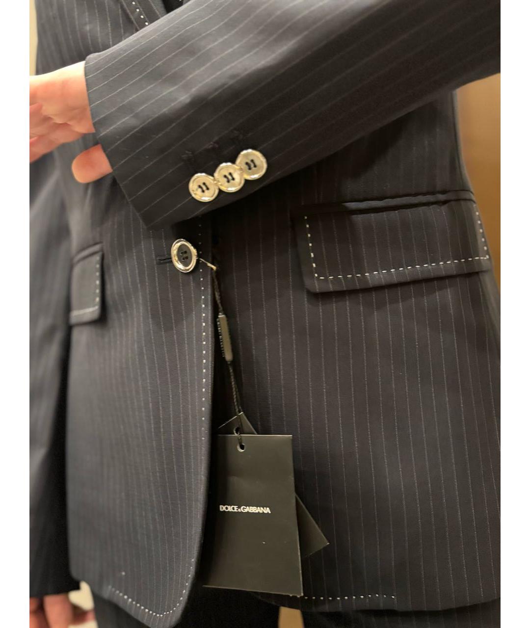 DOLCE&GABBANA Темно-синий шерстяной костюм с брюками, фото 4