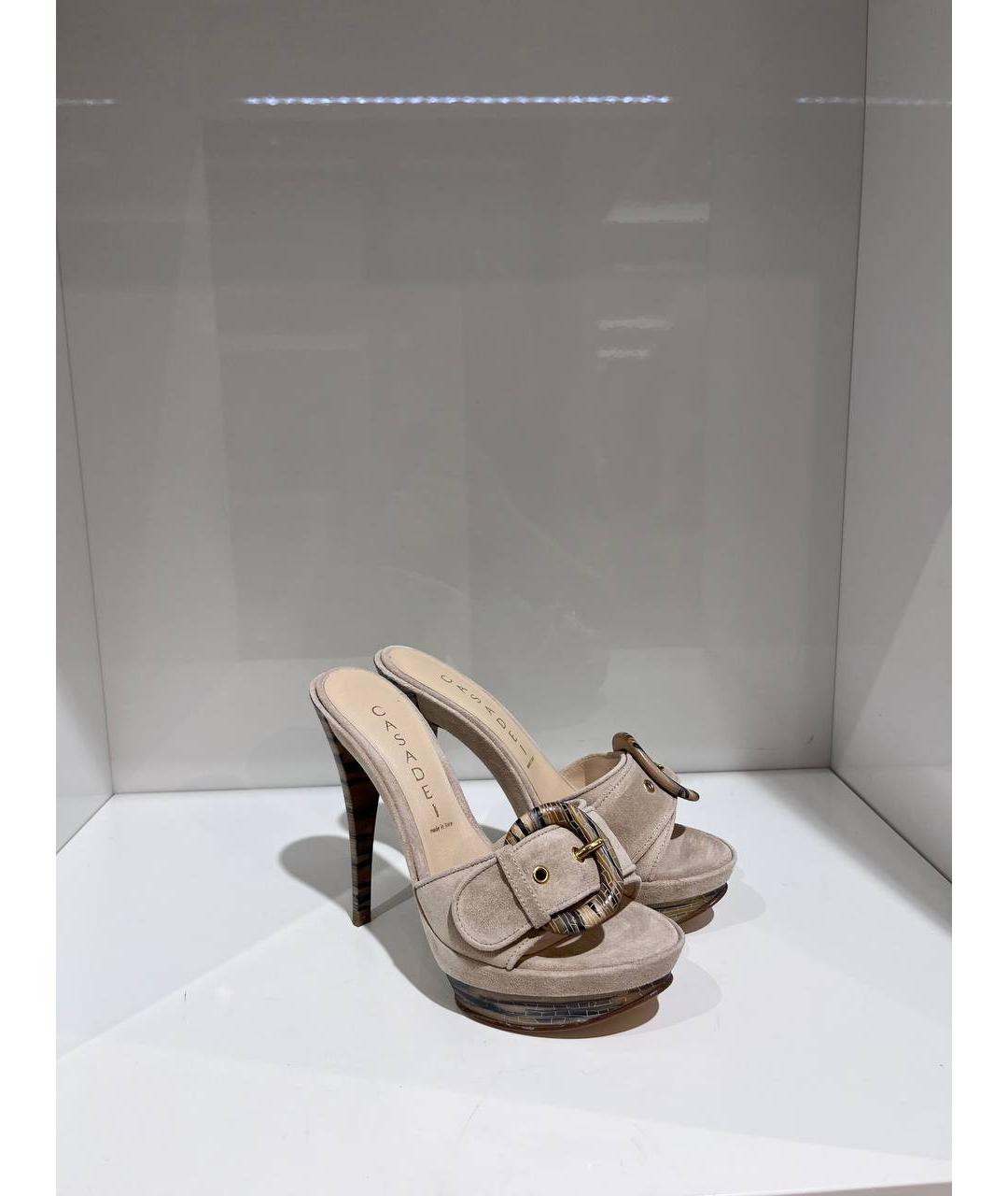 CASADEI Бежевые замшевые мюли, фото 2